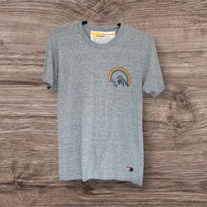 Aviator Nation Gray Short Sleeve Tee with Rainbow Design